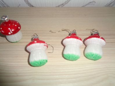 4 schöne alte Weihnachtskugel / Baumbehang- Pilze