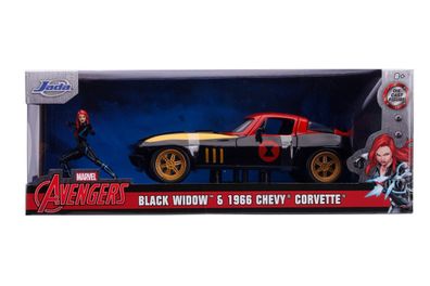 Jada Toys 253225014 Marvel Avengers Black Widow 1966 Chevy Corvette 1:24