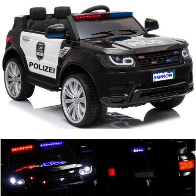 Polizei Kinderauto mit Funkgerät Kinderfahrzeug Kinder Elektroauto Schwarz