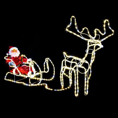 XXXL LED MAGIC SET Rentier + Schlitten + Weihnachtsmann 210cm lang Elch Santa WOW!