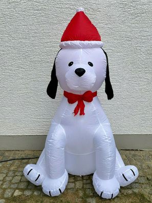 XXL LED Weihnachts-Hund aufblasbar 180cm selbstaufblasend Deko Weihnachtsmann