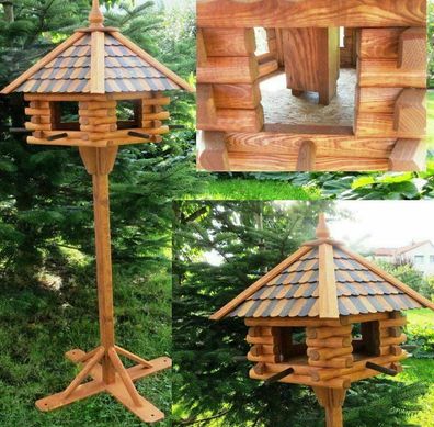 XXXL Luxus Holz Vogelhaus mit Ständer 170cm hoch 65x55cm Vogelfutterhaus Vogel