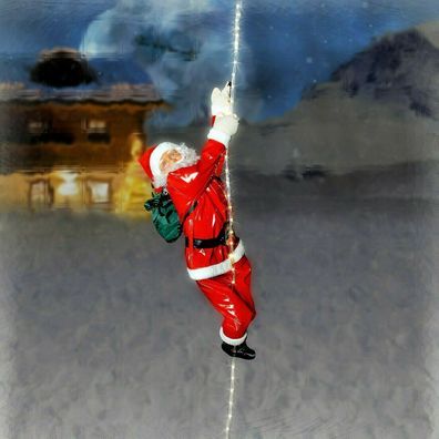 XL Premium Weihnachtsmann auf LED Seil 200cm Wetterfest Weihnachtsdeko Santa