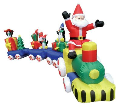 XXXL LED Weihnachtszug + Weihnachtsmann 6 m Zug 6 Meter lang aufblasbar Inflatable