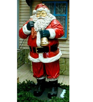 XXL Weihnachtsmann 190 cm mit Sack und Glocke lebensgross Nikolaus Santa Deko