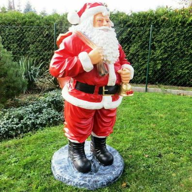 XXL Weihnachtsmann 140cm mit Sack und Glocke lebensgross Nikolaus Santa Deko