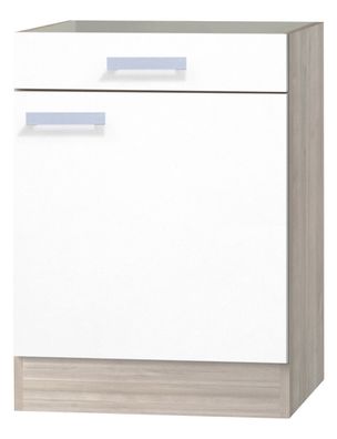 Unterschrank Küchenschrank  2 Tür Weiß Hochglanz 60-120 cm Möbelbeine chrom 