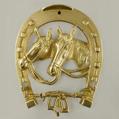 Hufeisen - Schlüsselbrett Pferde aus Messing Schlüsselhaken H:19x16cm