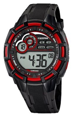 Calypso Armbanduhr Herrenuhr Digitaluhr schwarz/ Rot 10 ATM K5625/4
