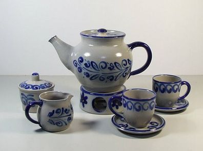 Set 8tlg Teekanne mit Stövchen und 2 Tassen sowie Milchtöpfchen und Zuckerdose