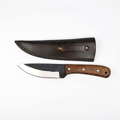 Gebrauchsmesser mit Walnussgriff und Lederscheide - Messer Mittelaltermesser