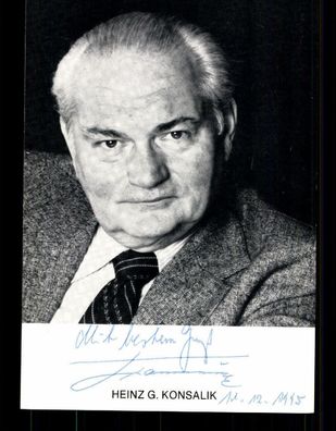 Heinz Konsalik Autogrammkarte Original Signiert Schriftsteller # BC 111858
