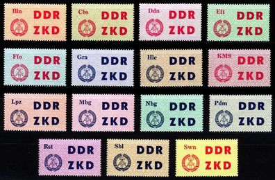 DDR DIENST Laufkontrollzettel Nr 1-15 postfrisch SC9491E