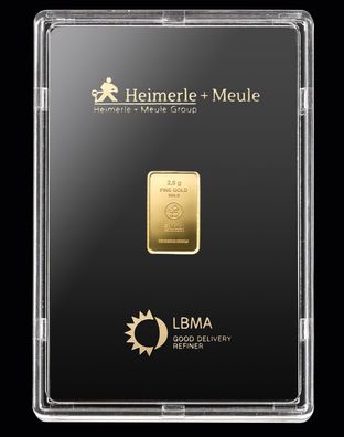 Heimerle & Meule UnityBar Gold Goldbarren 999.9 Fein Feingold 2,5 Gramm mit Box