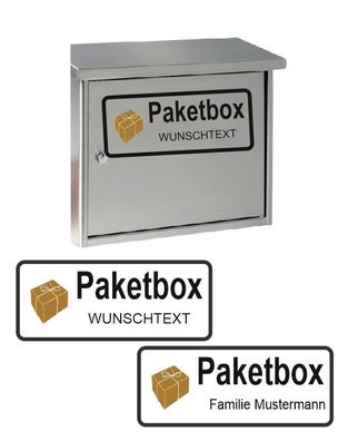 Paketbox Aufkleber mit Wunschtext Paket Box, Transparentes Abziehbild RT34/15