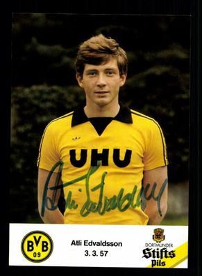 Atli Edvaldsson Autogrammkarte Borussia Dortmund 1981-82 Original Signiert
