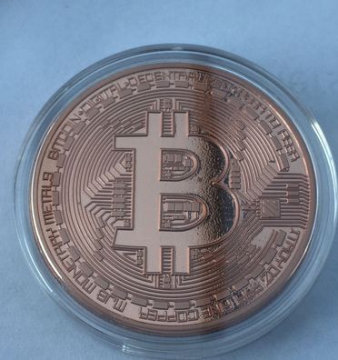 Bitcoin Kupfer Medaille Bit Coin Mining Crypto Sammlermedalie Medalie in Kapsel