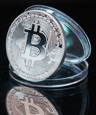 Bitcoin Silver Medaille Bit Coin Mining Crypto Sammlermedalie Medalie in Kapsel