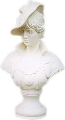 Büste Frau mit Hut Statue Skulptur Deko Hand bemalt