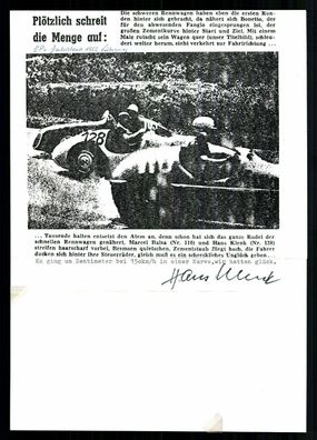 Hans Klenk Original Signiert Formel 1 Fahrer 1952 ## G 27213