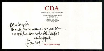 Charles Dance Associates Brief Original Signiert 10x21 ## G 10392