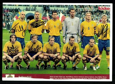 Mannschaftskarte Schweden 6x Original Signiert # G 27939