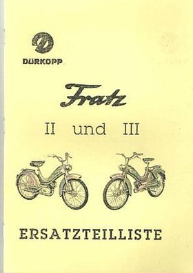 Ersatzteilliste Dürkopp Fratz 2 und 3, Moped, Oldtimer