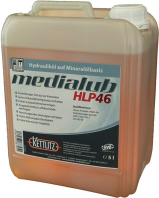 5 Liter Mineralisches Hydrauliköl Kettlitz-Medialub HLP 46