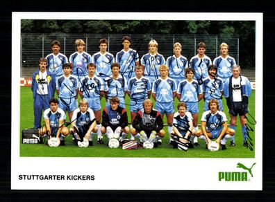Original Mannschaftskarte Stuttgarter Kickers 1987-88 18x Original Signiert