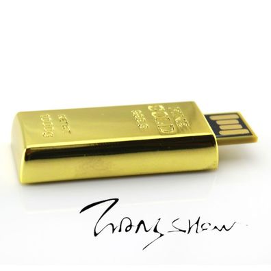 USB Stick 128MB Form eines Goldbarren Geschenk Massiv aus Edelstahl