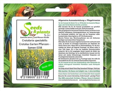 60x Crotalaria spectabilis Crotalus Garten Pflanzen - Samen ID38