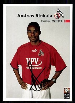 Andrew Sinkala 1. FC Köln 2001-02 Autogrammkarte + A 63775