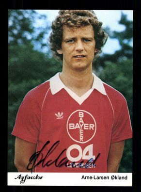 Arne-Larsen Okland Autogrammkarte Bayern Leverkusen 1981-82 Original Signiert
