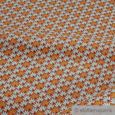 Stoff Baumwolle zimt Palmblätter terracotta türkis Blatt Blätter Baumwollstoff