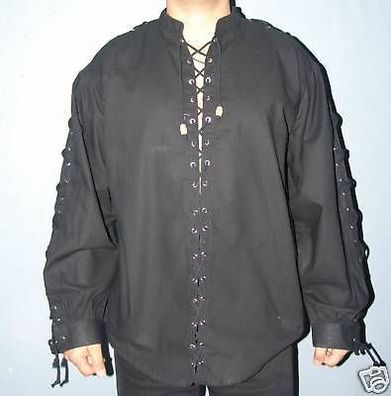 Mittelalterhemd, Hemd, Schnürhemd schwarz