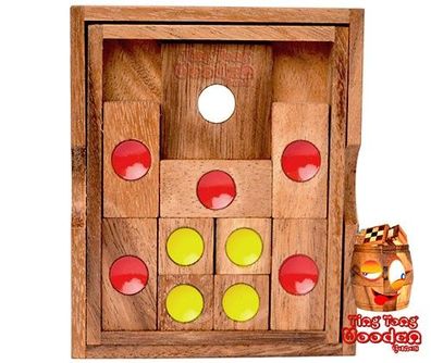 Khun Pan Puzzle medium Escape Schiebespiel Knobelspiel Ting Tong IQ Spiel Holz