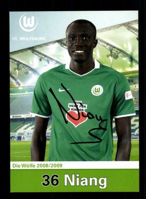 Niang Mame Cheikh Autogrammkarte VFL Wolfsburg 2008-09 Original Signiert