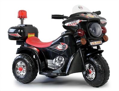 Kindermotorrad Elektromotorrad Polizei Motorrad Musik Sound und Sirene in Schwarz