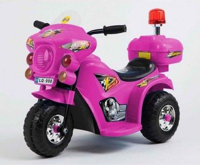 Kindermotorrad Elektromotorrad Polizei Motorrad Musik Sound und Sirene in Pink