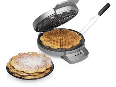 Waffeleisen 5 dünne herzförmige Herzchen Waffeln & Waffelgabel, Ø20cm 1200W