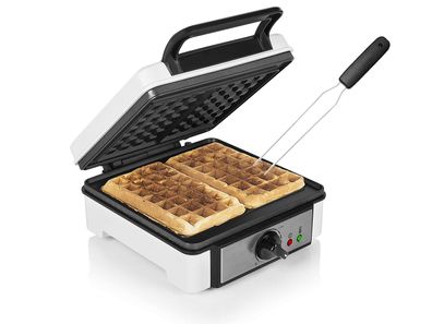 Doppel Waffeleisen & Gabel für dicke Belgische & Brüsseler Waffeln 19,8x19,8cm