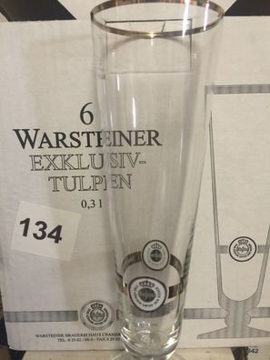 Warsteiner Bier Bierglas Pokalglas mit Goldrand 0,2l "Alkoholfrei"