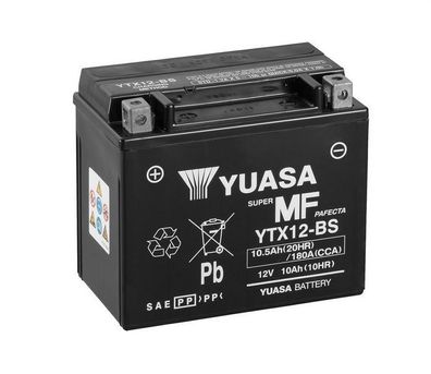 YUASA YTX12-BS 12V/10,5Ah A180 CCA Motorradbatterie AGM SOFORT einsatzbereit