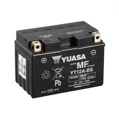 YUASA YT12A-BS 12V/10,5Ah A175 CCA Motorradbatterie AGM SOFORT einsatzbereit