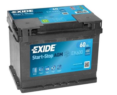 EK600 EXIDE Start-Stop AGM 12V/60Ah 680A (EN) Erstausrüstertechnologie