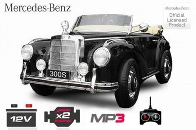 Mercedes Benz Oldtimer 300s Kinderfahrzeug Elektrofahrzeug EVA 12V Schwarz