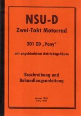 Bedienungsanleitung NSU-D Motorrad, 201 ZD Pony Zwei-Tackt