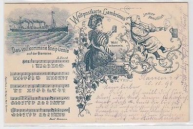 62773 Weltpostkarte "Gambrinus" Das vollkommene Kneip Genie aus Bierreise " 1898