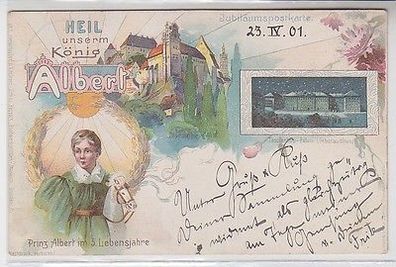 62772 Jubiläumspostkarte Heil unserm Sachsen König Albert Taschenbergpalais 1901