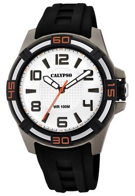 Calypso Herrenuhr | Analoge Uhr mit Leuchtzeiger schwarz/ grau K5760/4